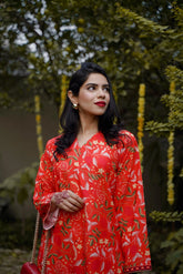 Ellena - Designers Short Shirt with printed Trousers